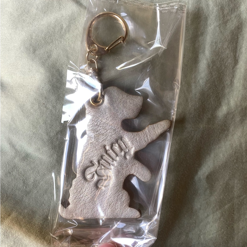 Gold Juicy Couture Scottie Dog Leather Bag Charm Keychain